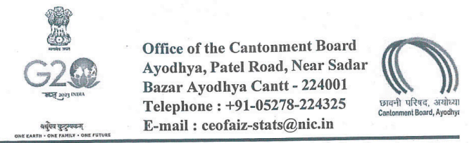 Ayodhya cantonment board bharti Various post