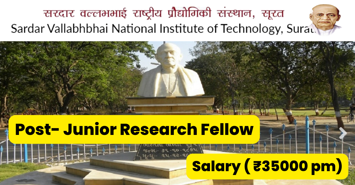 SVNIT Job Alert for Junior Research Fellow 2023 2 SVNIT Job Alert for Junior Research Fellow 2023